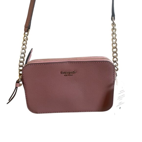 Kate Spade Cameron Double Zip Small Crossbody Bag in Dusty Peony Pink - Picture 4 of 16